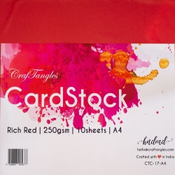 CrafTangles cardstock A4 (250 gsm) (Set of 10 sheets) - Rich Red