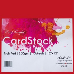 CrafTangles cardstock 12" by 12" (250 gsm) (Set of 10 sheets) - Rich Red