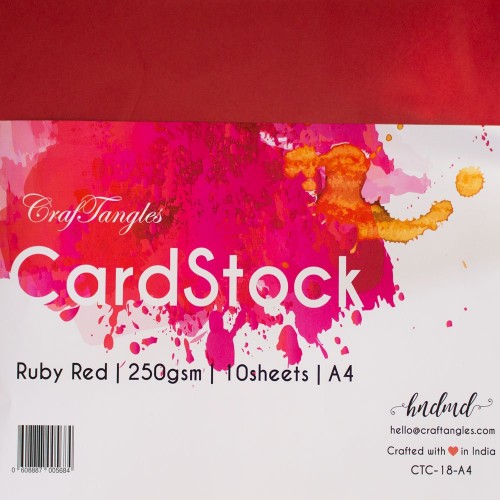 CrafTangles cardstock A4 (250 gsm) (Set of 10 sheets) - Ruby Red