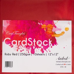 CrafTangles cardstock 12" by 12" (250 gsm) (Set of 10 sheets) - Ruby Red