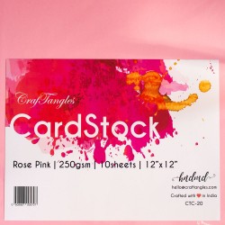 CrafTangles cardstock 12" by 12" (250 gsm) (Set of 10 sheets) - Rose Pink