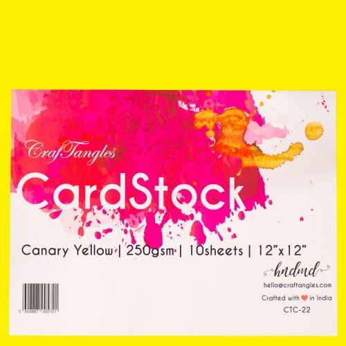 CrafTangles cardstock 12 by 12 (250 gsm) (Set of 10 sheets) - Canary Yellow