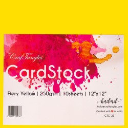 CrafTangles cardstock 12" by 12" (250 gsm) (Set of 10 sheets) - Fiery Yellow