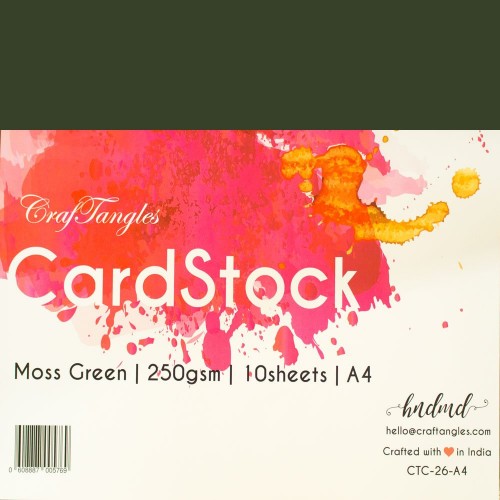 CrafTangles cardstock A4 (250 gsm) (Set of 10 sheets) - Moss Green