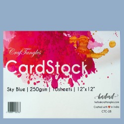 CrafTangles cardstock 12" by 12" (250 gsm) (Set of 10 sheets) - Sky Blue