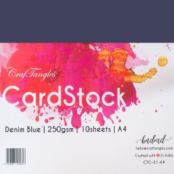 CrafTangles cardstock A4 (250 gsm) (Set of 10 sheets) - Denim Blue