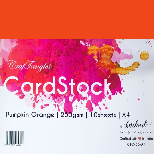 CrafTangles cardstock A4 (250 gsm) (Set of 10 sheets) - Pumpkin Orange