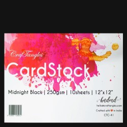 CrafTangles cardstock 12" by 12" (250 gsm) (Set of 10 sheets) - Midnight Black
