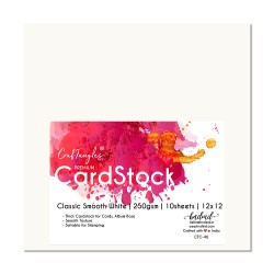 CrafTangles cardstock 12" by 12" (250 gsm) (Set of 10 sheets) - Classic Smooth White