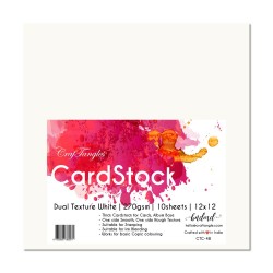 CrafTangles cardstock 12" by 12" (270 gsm) (Set of 10 sheets) - Dual Textured White