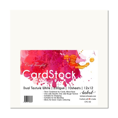 CrafTangles cardstock 12 by 12 (230 gsm) (Set of 10 sheets) - Dual Textured White