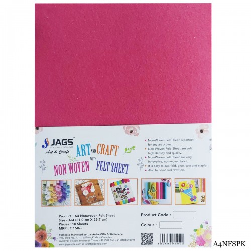 A4 Felt Sheets - Pink (Pack of 10 sheets)
