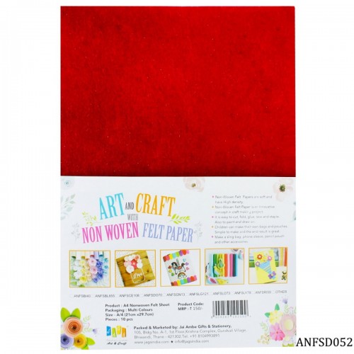 A4 Felt Sheets - Dark Red (Pack of 10 sheets)