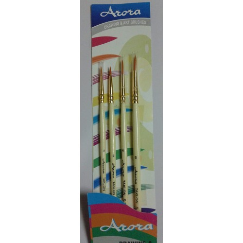 Arora Art Brushes 4 pieces Round Taklon Brushes