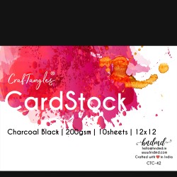 CrafTangles cardstock 12" by 12" (200 gsm) (Set of 10 sheets) - Charcoal Black