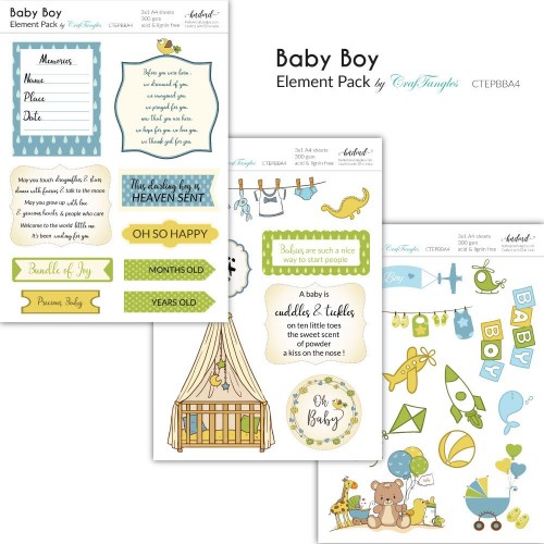 CrafTangles Elements Pack  - Baby Boy (3 sheets of A4)