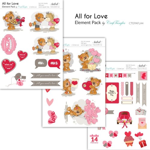 CrafTangles Elements Pack  - All for Love (3 sheets of A4)