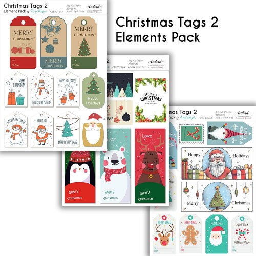 CrafTangles Elements Pack  - Christmas Tags 2 (3 sheets of A4)