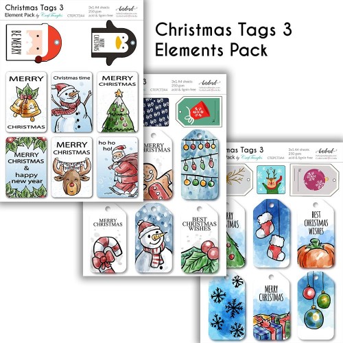 CrafTangles Elements Pack  - Christmas Tags 3 (3 sheets of A4)