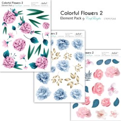 CrafTangles Elements Pack  - Colorful Flowers 2 (3 sheets of A4)