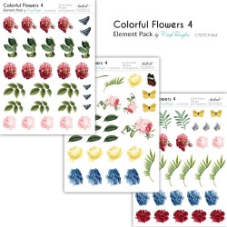 CrafTangles Elements Pack  - Colorful Flowers 4 (3 sheets of A4)