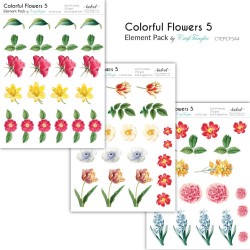 CrafTangles Elements Pack  - Colorful Flowers 5 (3 sheets of A4)