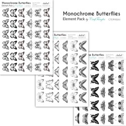 CrafTangles Elements Pack  - Monochrome Butterflies (3 sheets of A4)