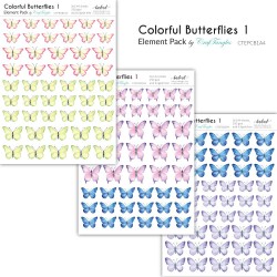 CrafTangles Elements Pack  - Colorful Butterflies 1 (3 sheets of A4)