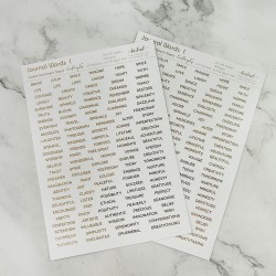 CrafTangles Foiled Sentiment Sheets (White and Gold) - Journal Words 1 (2 sheets of A5)