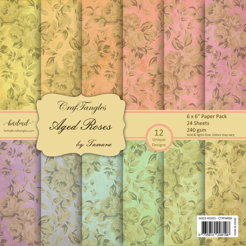 CrafTangles Scrapbook Paper Pack - Aged Roses (6x6)