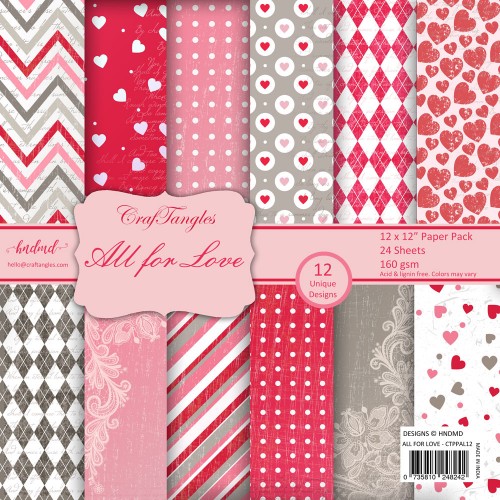 CrafTangles Scrapbook Paper Pack - All For Love (12x12)