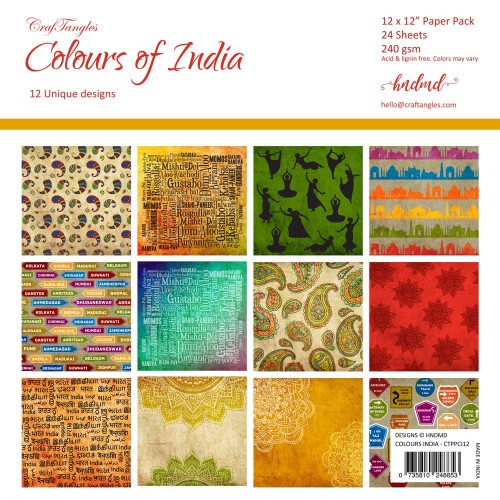 CrafTangles Scrapbook Paper Pack - Colours Of India (12x12)