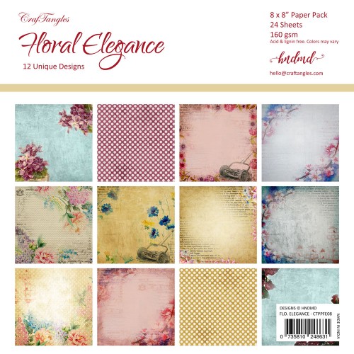 CrafTangles Scrapbook Paper Pack - Floral Elegance (8x8)