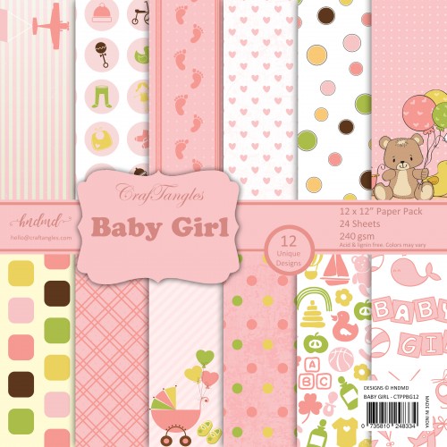 CrafTangles Scrapbook Paper Pack - Baby Girl (12x12)