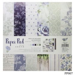 10x10 EnoGreeting Scrapbook paper pack - Blue Florals (PP007) (Set of 24 sheets 2 die cut sheets)