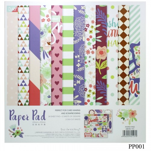10x10 EnoGreeting Scrapbook paper pack - Floral (PP001) (Set of 24 sheets and 2 die cut sheets)