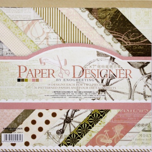 7x7 EnoGreeting Scrapbook paper pack - Romantic (DSM013) (Set of 36 sheets and 4 die cuts)