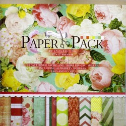12x12 EnoGreeting Scrapbook paper pack - Flowers (Set of 24 sheets and 3 die cut sheets)