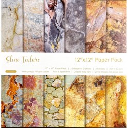 12 by 12 inch Scrapbooking paper pack - Stone Texture (24 sheets)