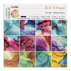 12 by 12 inch Scrapbooking paper pack - Ink Drops (24 sheets)