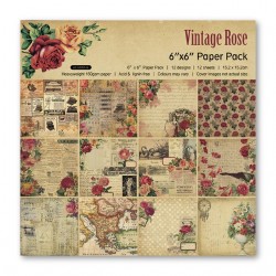 12 by 12 inch Scrapbooking paper pack - Vintage Rose (24 sheets)