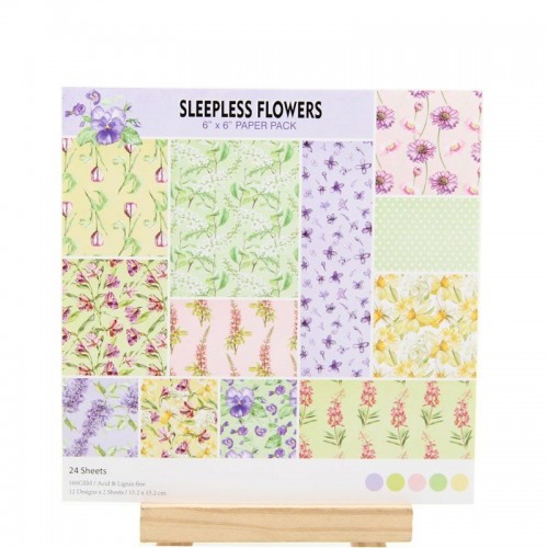 12x12 Scrapbook paper pack - Sleepless Flowers (Set of 24 sheets)