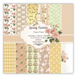 Spring Flowers Scrapbook Paper (Pack of 24 sheets) - 12 by 12 inch