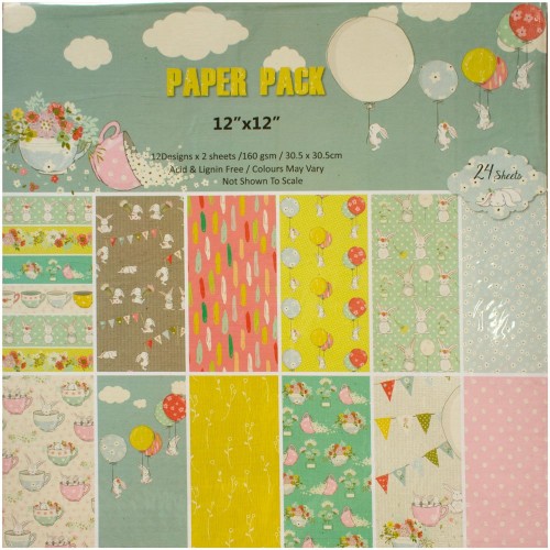Scrapbook paper pack - Pastel Cuties (Set of 24 sheets)
