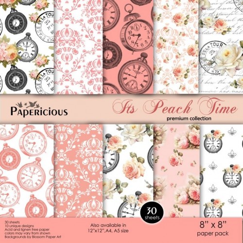 Papericious Premium Collection - Its Peach TIme (8 by 8 patterned paper)