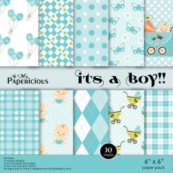 Papericious - Its a Boy (6 by 6 patterned paper)