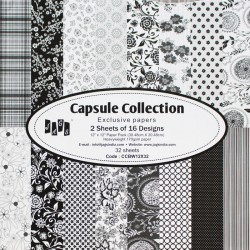 12 by 12 Paper Pack - Capsule Collection - Black  (Set of 32 sheets) 