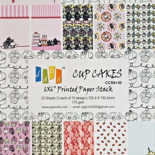6x6 Paper Pack - Cupcakes (Set of 30 sheets)