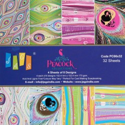 6 by 6 Paper Pack - Peacock Collection (Set of 32 sheets) 