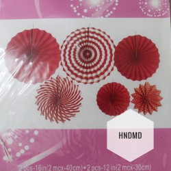 Paper Fan Decorations (Party Essentials) - Red Fans